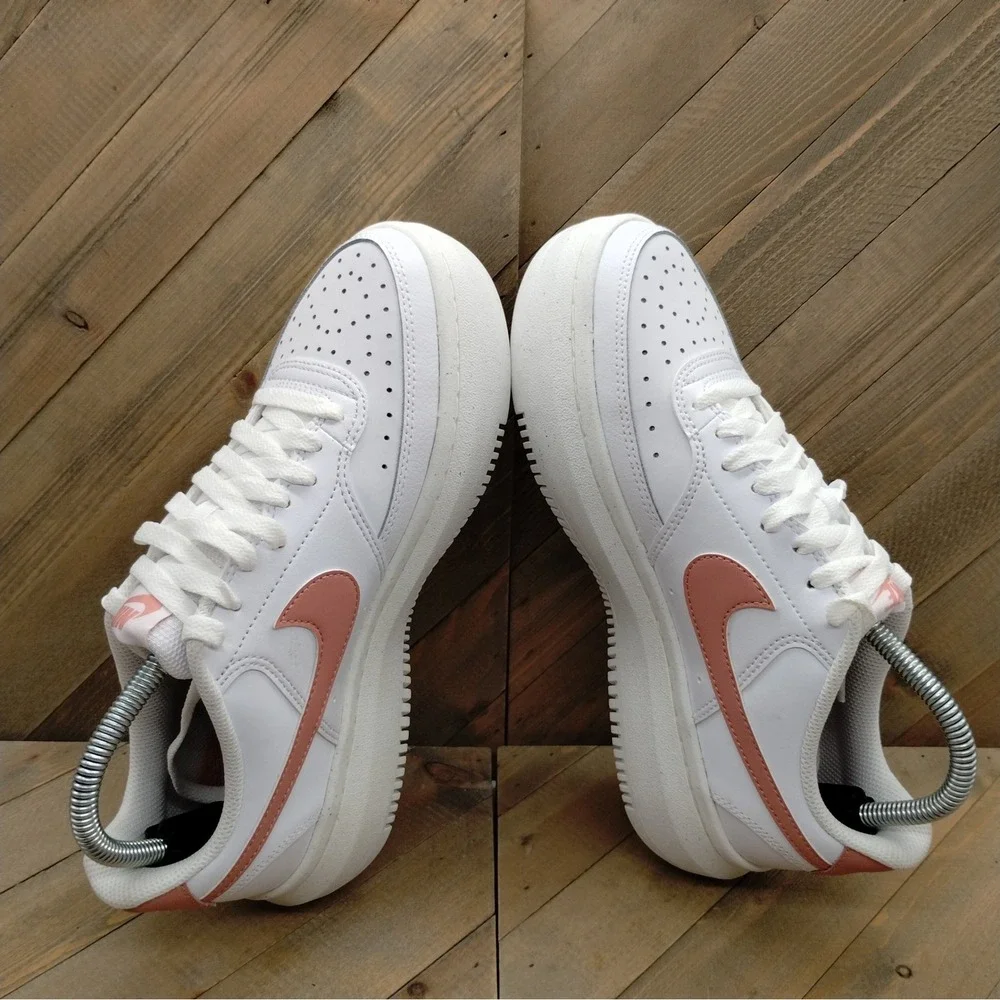 Nike Court Vision Alta Casual Platform Shoes‎ Womens Size 9 White Pink Sneakers